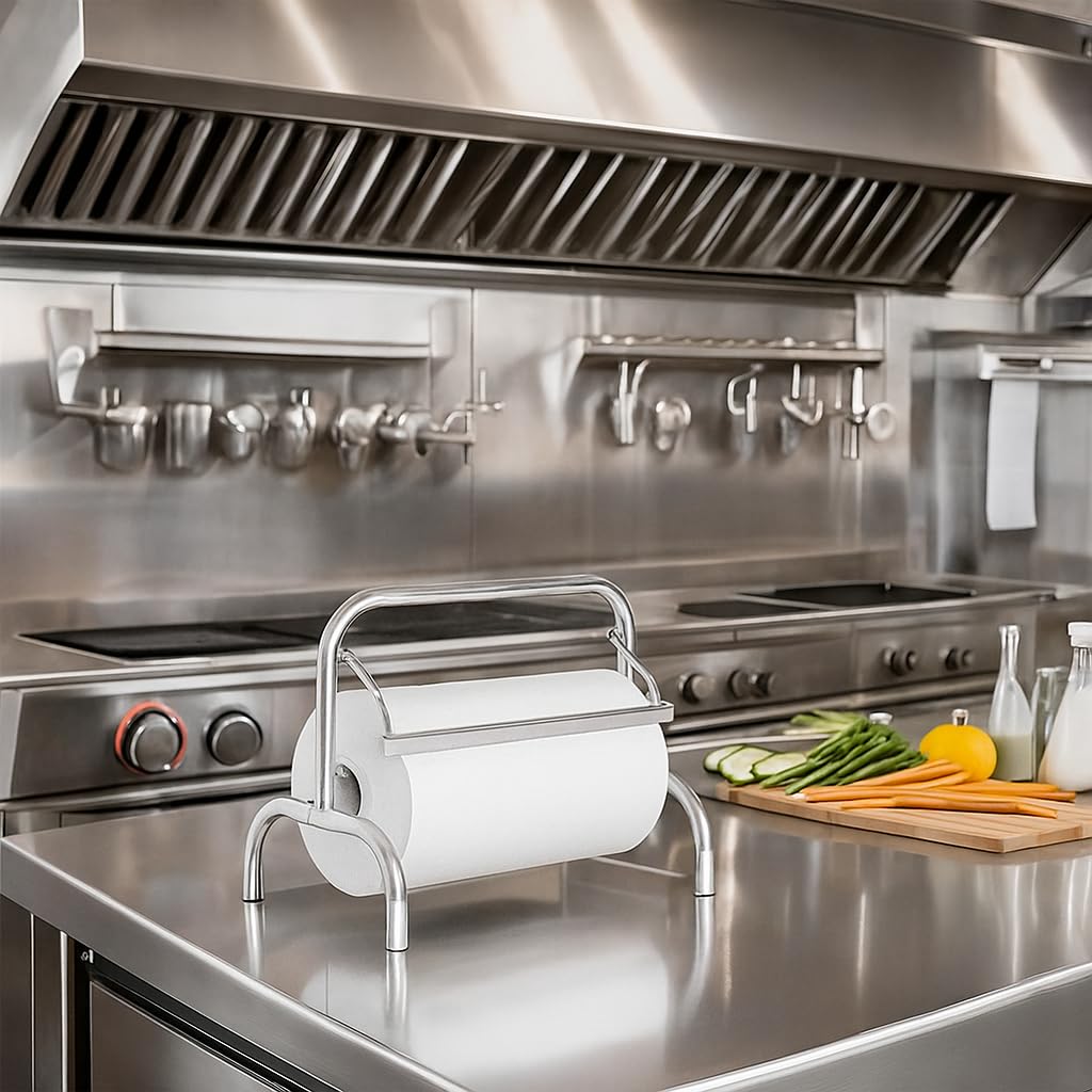 Dérouleur Papier INOX Comptoir 330 mm - Support Rouleau 400 mm - Stable - Cuisine & Atelier
