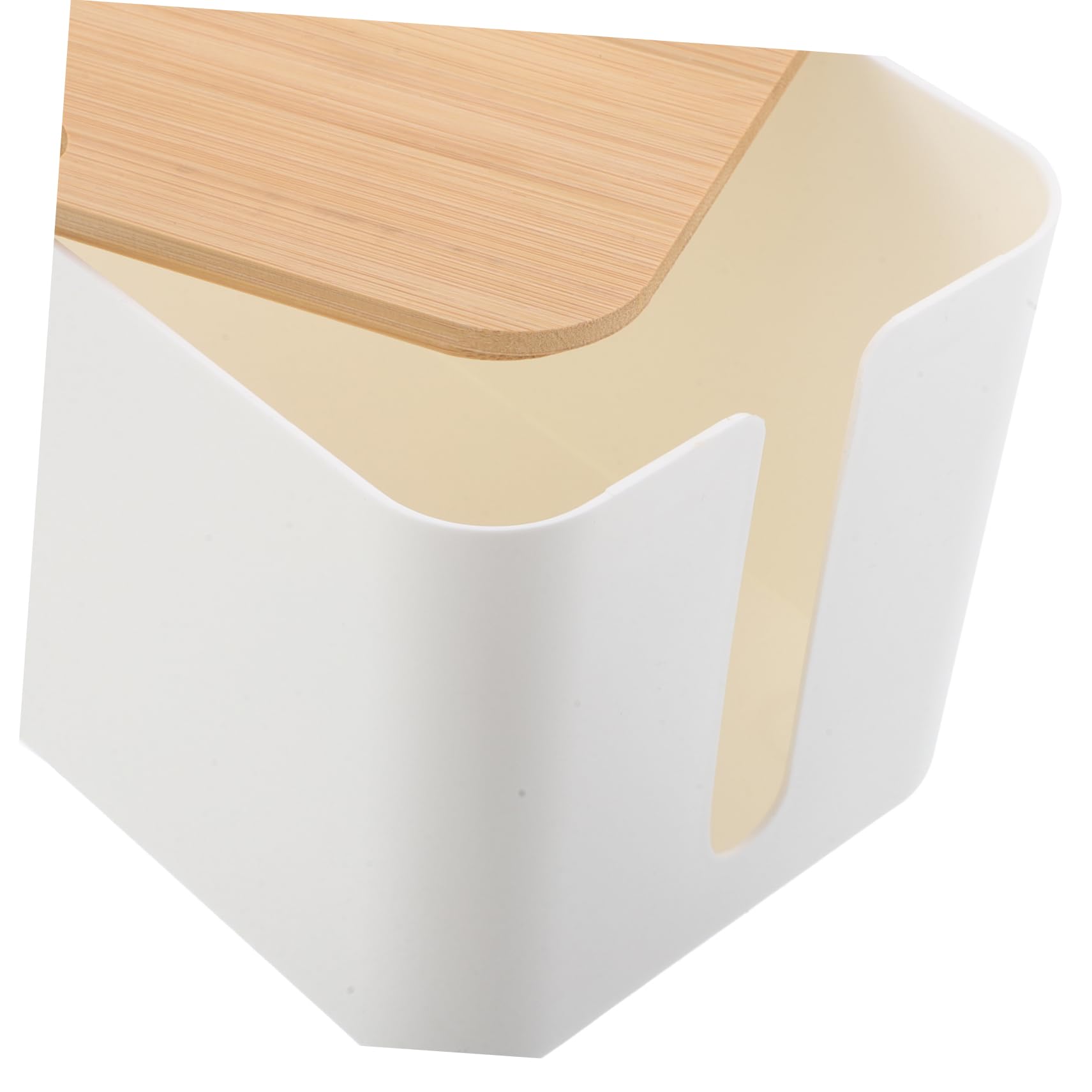 Caja Organizadora para Guardar Cables con Agujeros, Plástico y Madera | Diseño Simple y Moderno, 1 Juego, Acceso Cómodo para Conexiones Múltiples y Orden de Conductores