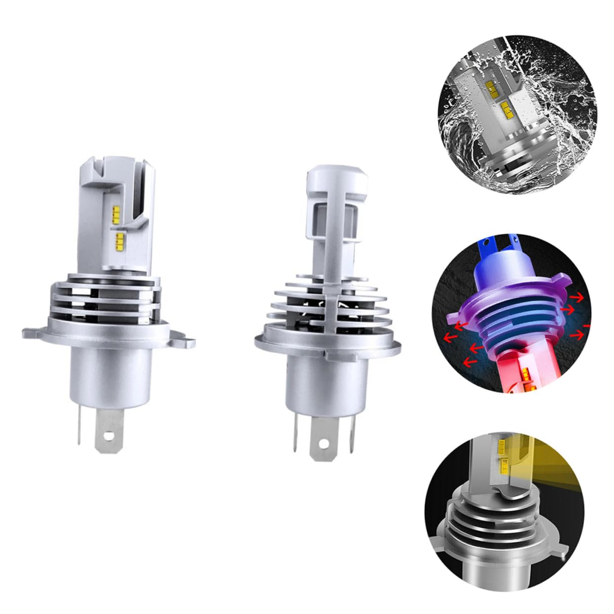 2 Lampadine LED per Fari Auto H4 9003 55W 5000Lm Lampadine di Ricambio per Fari e Fendinebbia Auto Basso Consumo Energetico e Alta Permeabilità Adatte per Veicoli Luci
