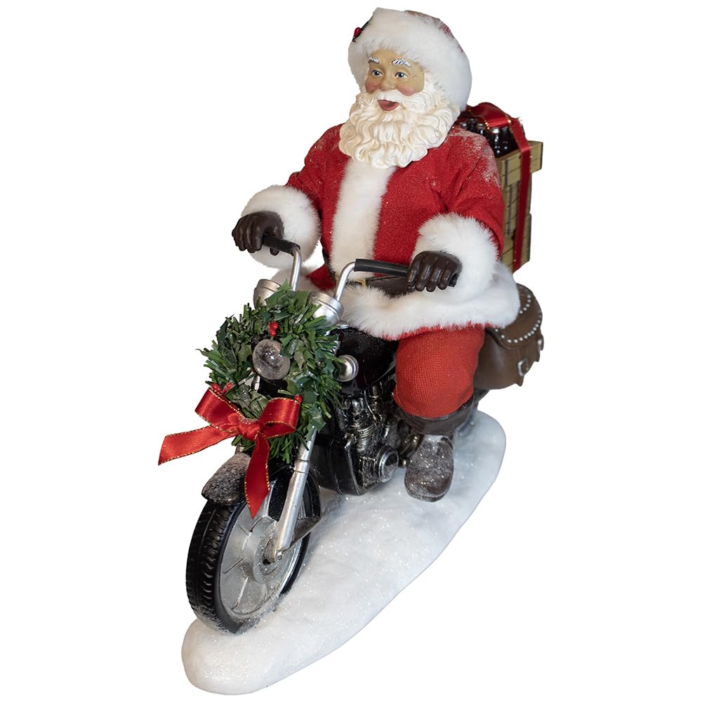 Papá Noel en motocicleta de Coca-Cola Kurt Adler con luz LED decorativa