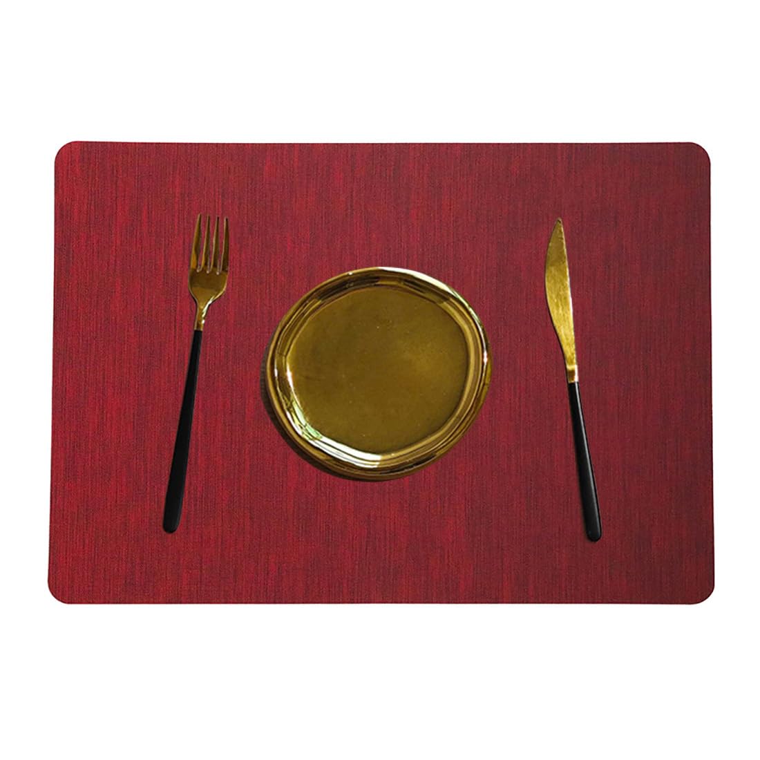 Napperons en PVC Lavables | Tapis De Table Basse De Cuisine Imperméables | Tapis De Table Rectangulaires Modernes | 43x30cm (16.9x11.8in),Rouge Foncé,8 Pièces
