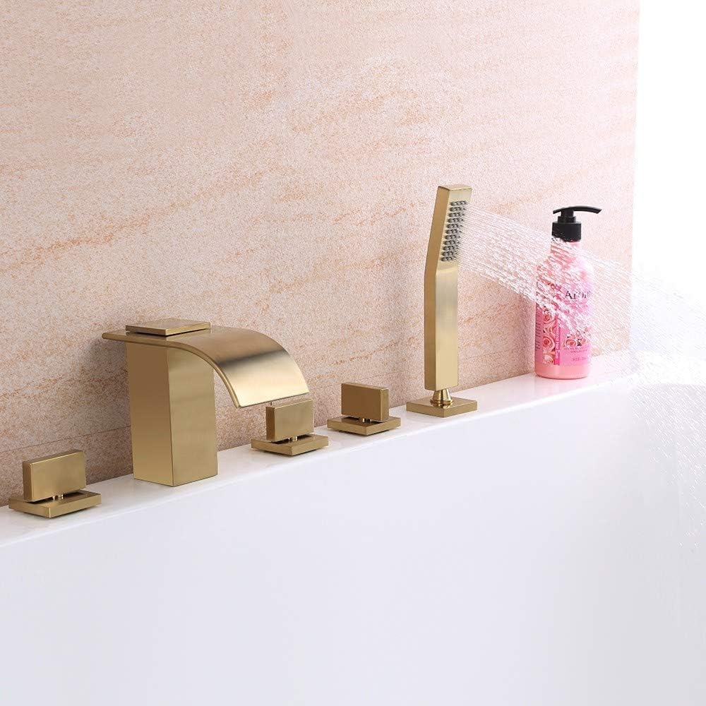 Super Cheap 🛒 Lovedima Widespread Waterfall Roman Tub Filler Faucet with Handheld Shower (Black) Best Cyber Deals 🔥 Lovedima Widespread Waterfall Roman Tub Filler Faucet with Handheld Shower (Black)