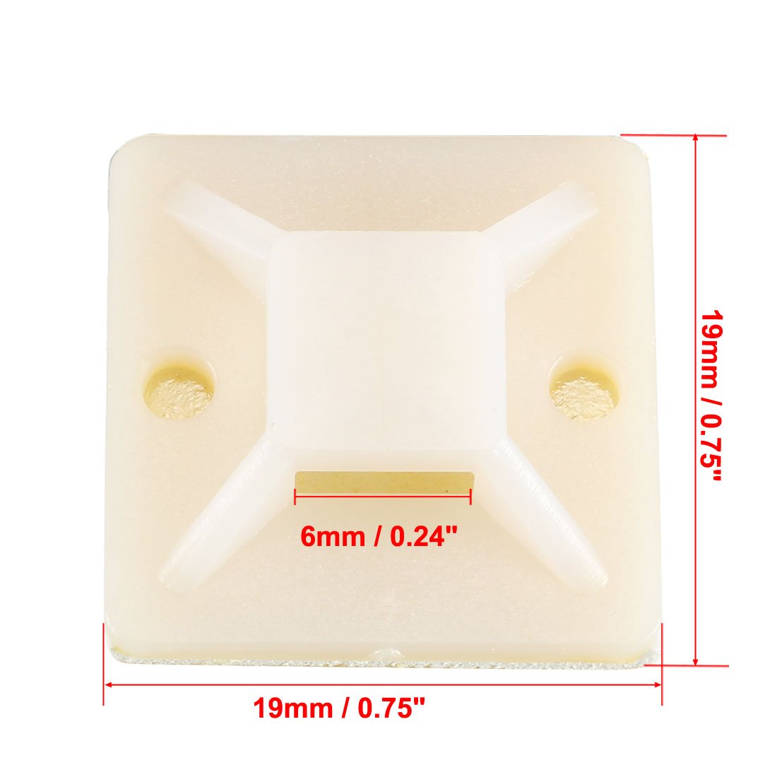 uxcell 200pcs Self Adhesive Cable Tie Mounts Wire Base Holders 19mm x 19mm