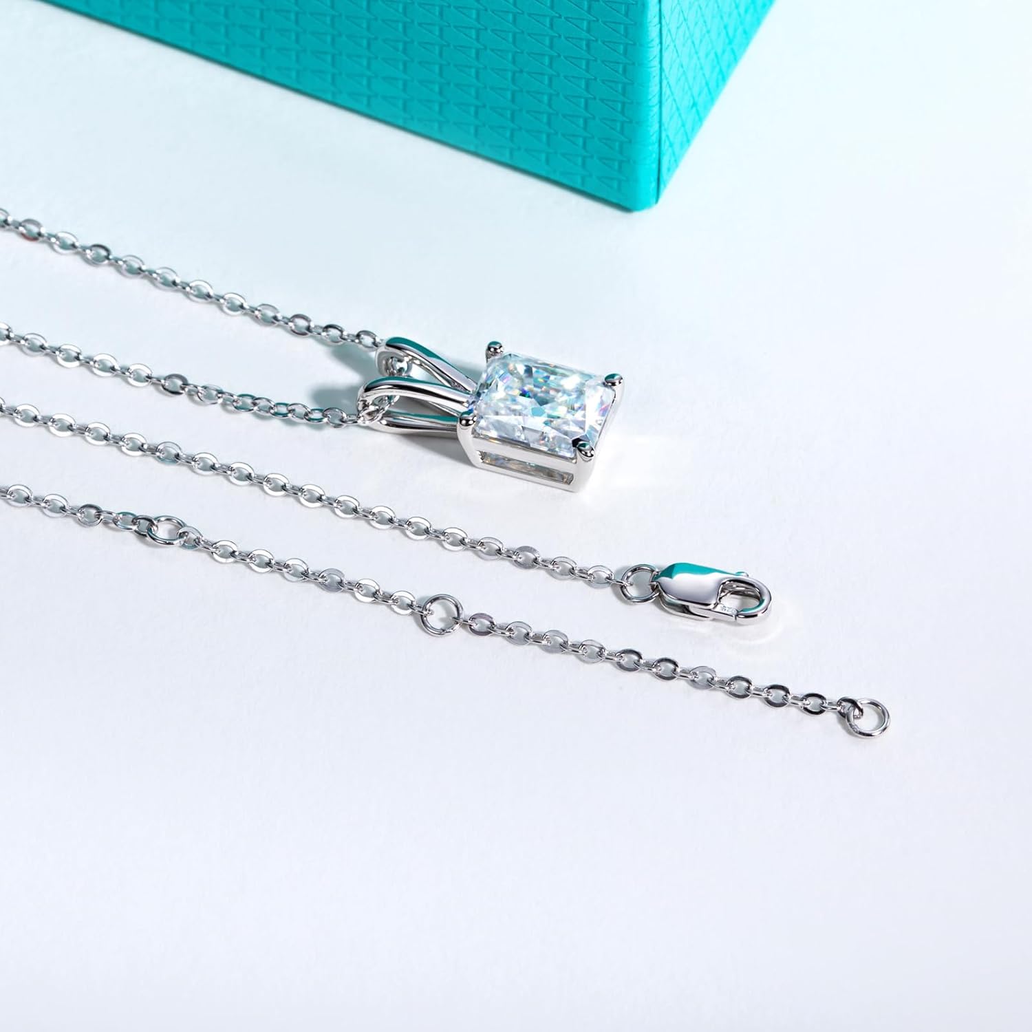 AnuClub Moissanite Pendant Necklace 2/3/4/5CT D Color VVS1 925 Sterling Silver Everyday Wear Necklace for Women Wife Her with Certificate, 40+2+3 Adjustable Chain - Image 4