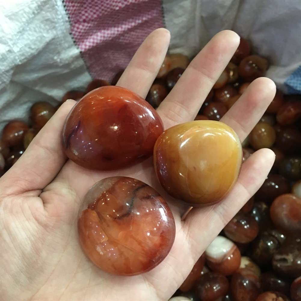 PEKMAR Esemplare guarito 2 Pezzi di Diaspro Rosso Naturale Pietre burattate e Gioco di Palma Cristalli di Rocca Pietre preziose di Agata for la Decorazione dell'acquario Come Regalo