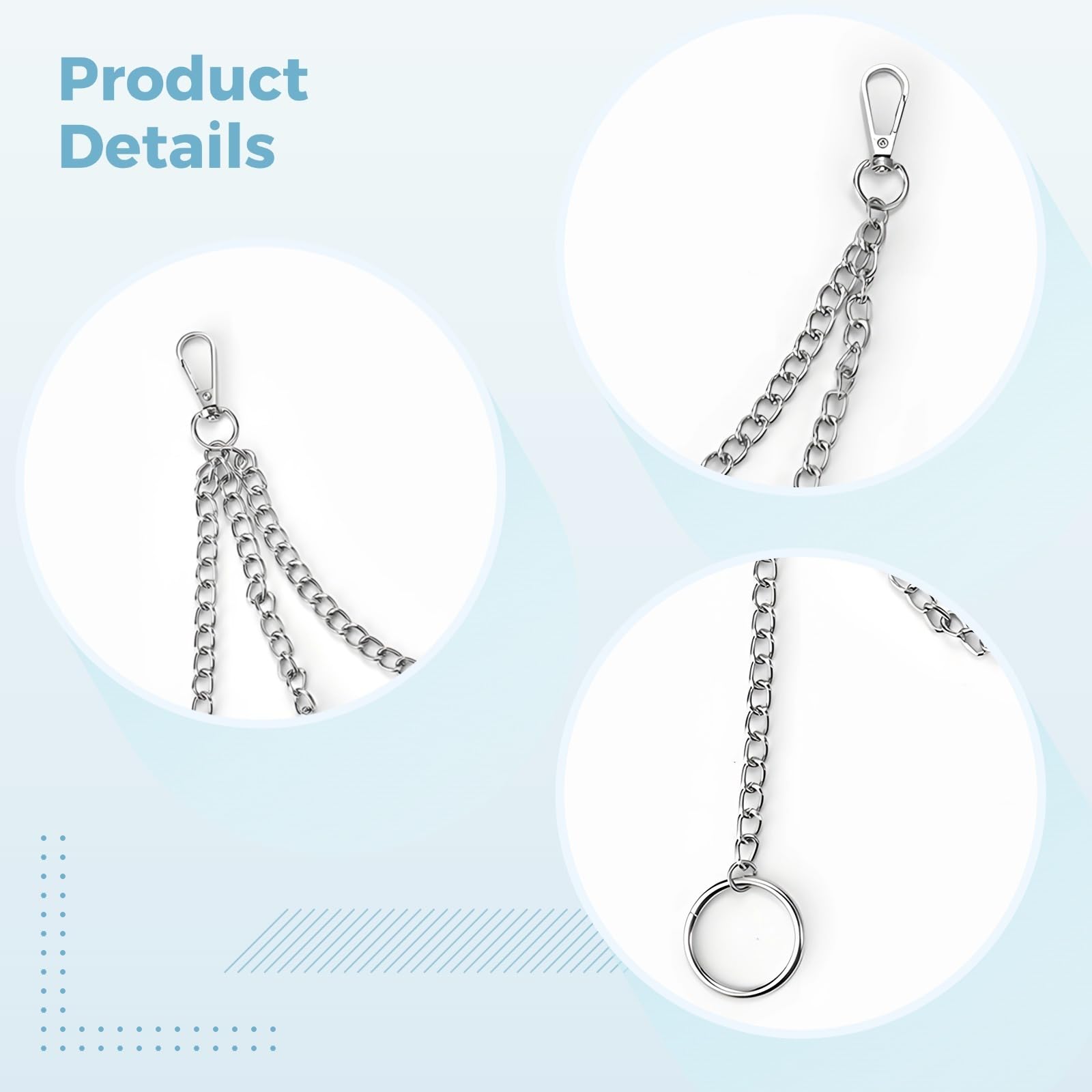 LUMINFLY 12-Inch Punk Style Pocket Watch Chain with Key Ring, 3-Layer Metal Hip Hop Pants Chain, Unisex Fashion Accessory