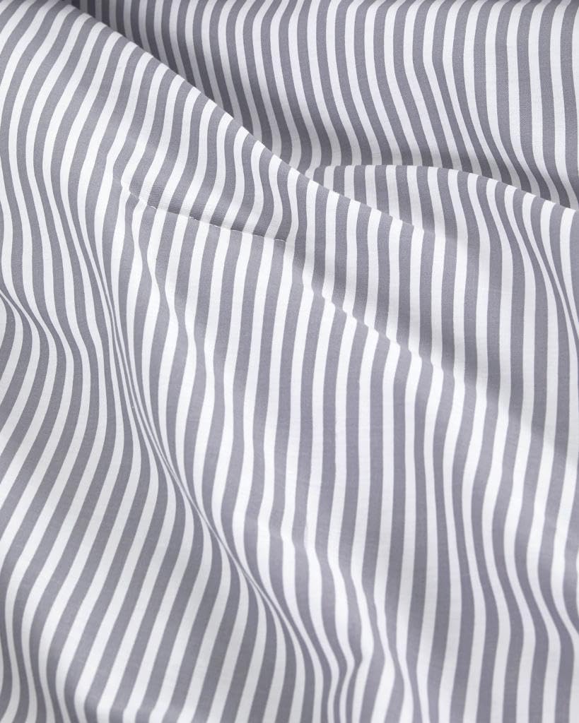 Wake In Cloud - Striped Comforter Set, 100% Cotton Fabric, Ticking Stripe Vertical Pinstripe Neutral Farmhouse Aesthetic, 3 Pieces Bedding Set, Gray, Queen Size