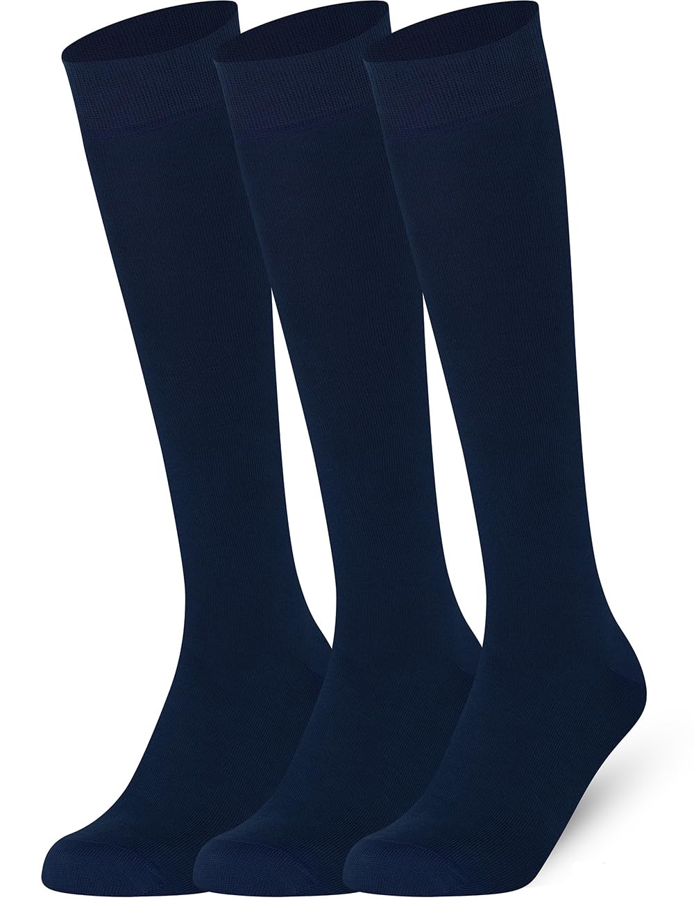 Mysocks Kids Knee High Socks 3 Pairs Seamless Toe Plain Colour