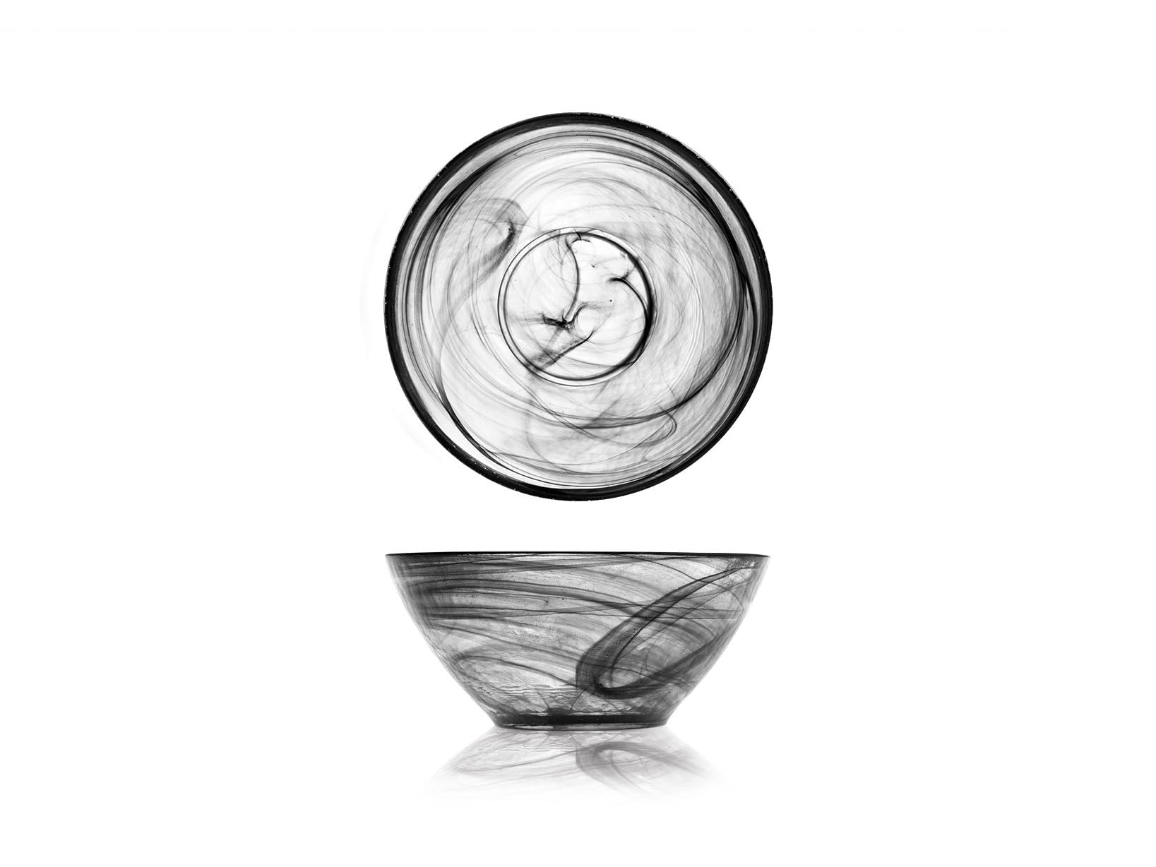 H&H 6 Glass Cups Alabaster Black cm14
