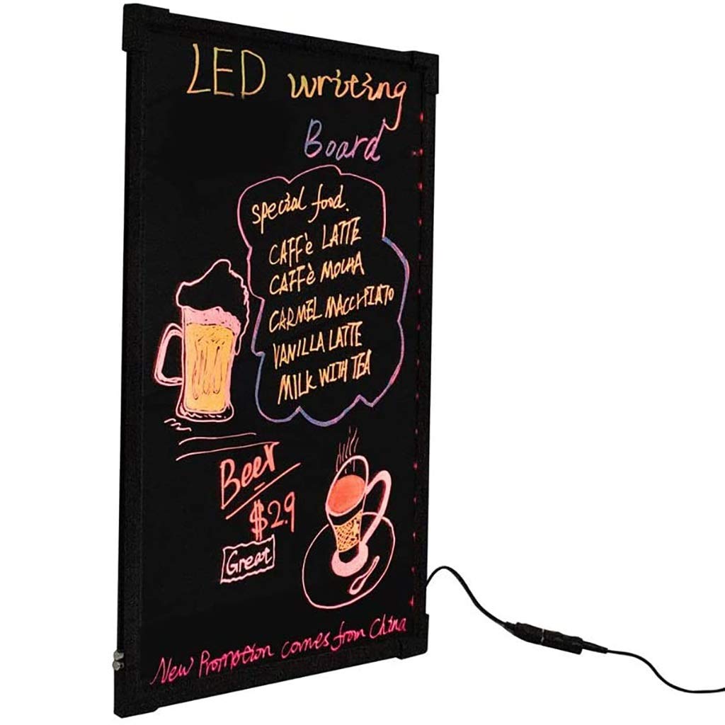 Lavagna per gesso 50 * 70 cm Lavagna decorativa per messaggi Lavagna fluorescente a LED Lavagna pubblicitaria per scrittura a mano appesa per cucina domestica Ufficio all'aperto Pareti scolastiche M