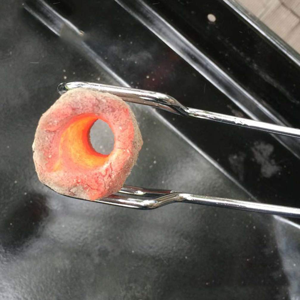 Hemoton Log Tongs Heavy Duty Wrought Iron Log Claw Grabber Outdoor Gas Fire Pit Wood Burning Charcoal Clip for Camping Picnic BBQ Campfire 38.5x10x1cm