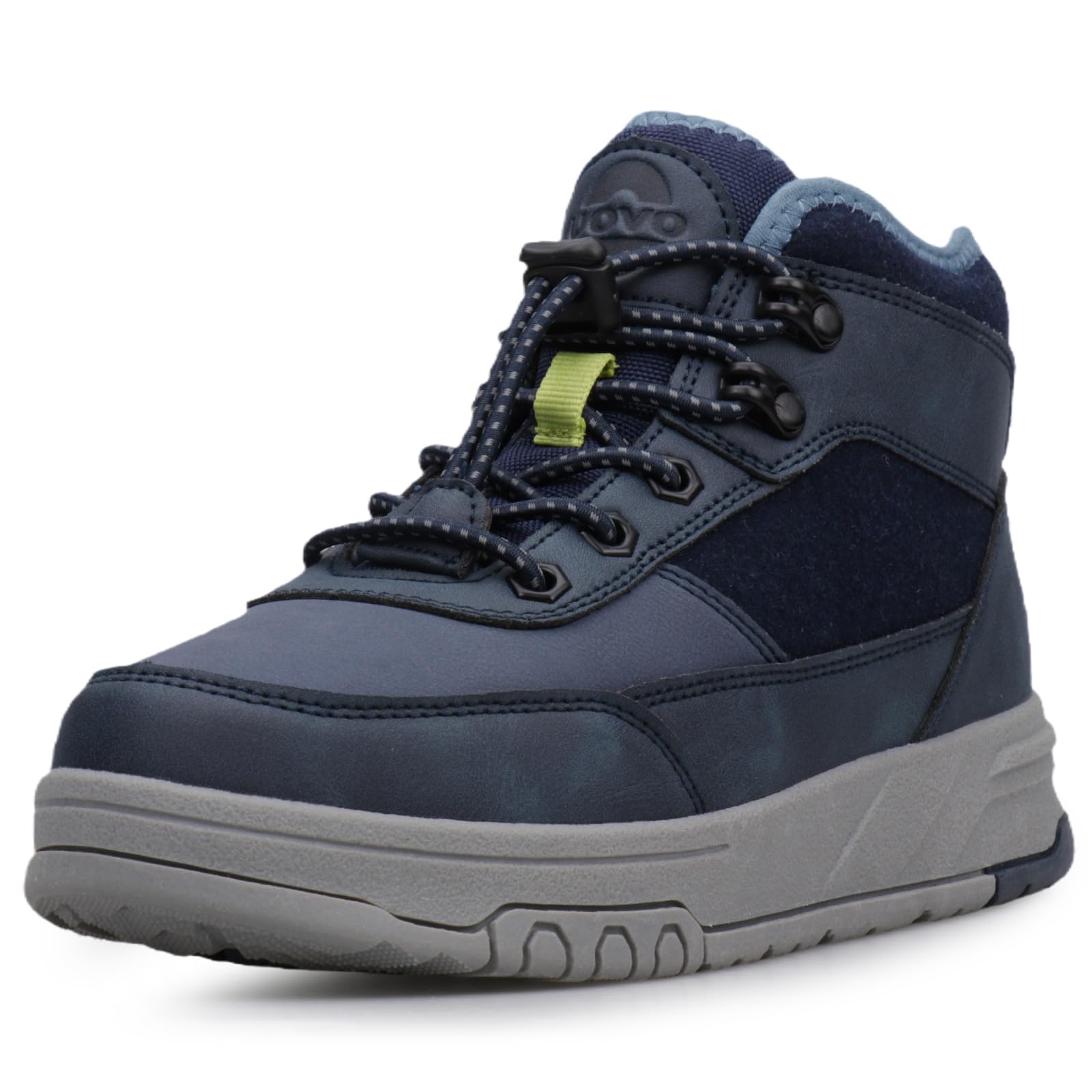 UOVO Botas de invierno para niños, botas de senderismo al aire libre, botas cálidas de tobillo medio, zapatos de nieve resistentes al agua, parte superior de piel sintética, suela acolchada de TPR