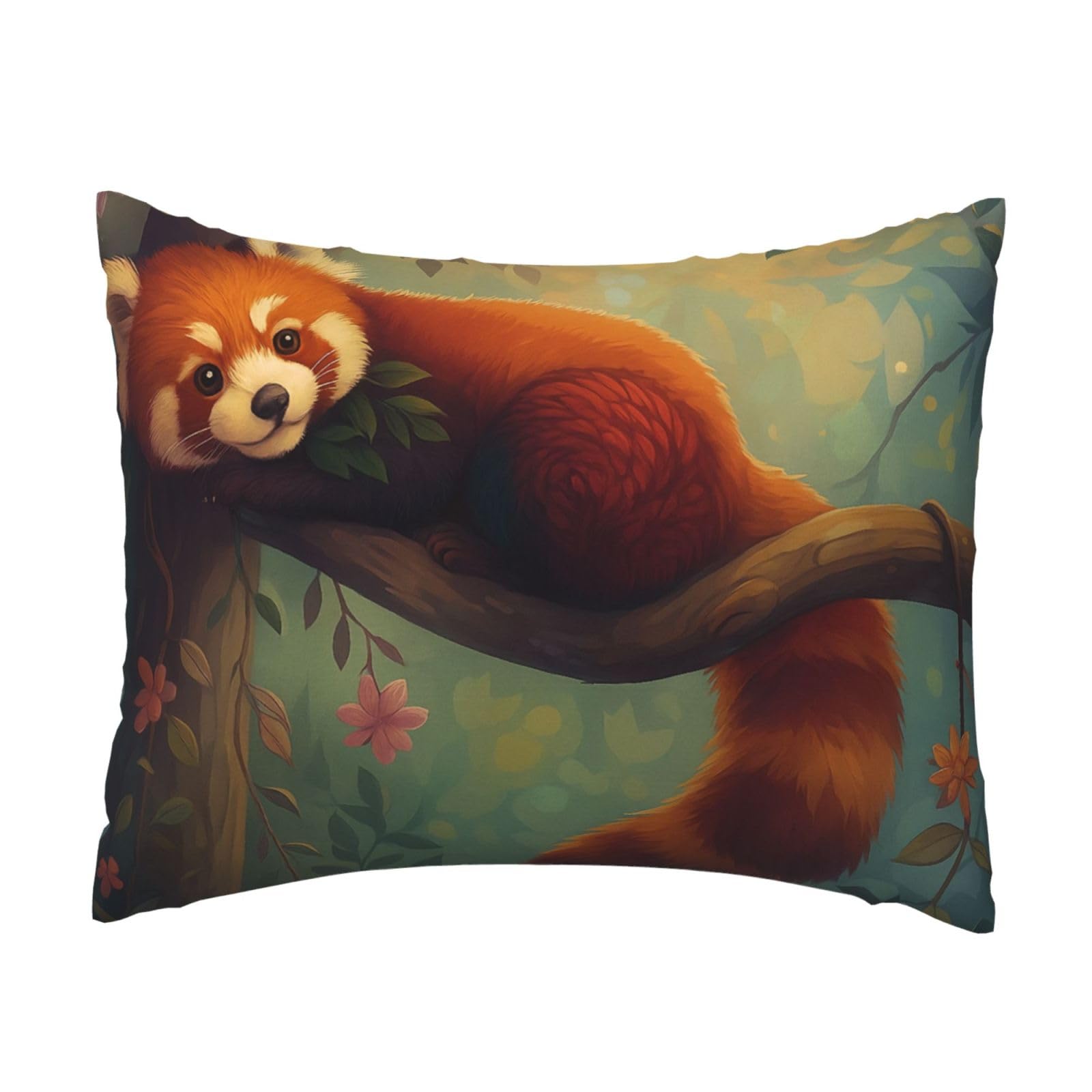 Serene Red Panda in Pillowcase Soft Plush with Zipper Decorative Pillowcovers 16x20 in