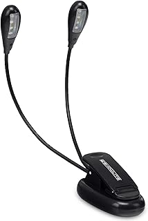 Showlite Bright Light 8 LED lampa na pulpit nut (8 bardzo jasnych diod LED, 2 szyje do optymalnego pozycjonowania, mocny zacisk zapewnia bezpieczne trzymanie, wyjątkowo równomierne oświetlenie)