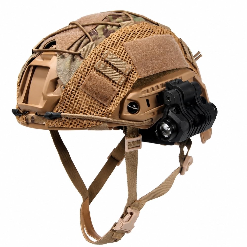 Leichtes, taktisches Fast-Helmset mit Zubehör for Outdoor-Sportausrüstung | 56–60 cm verstellbarer ABS-Schlaghelm, Schienen, Abdeckung und Beleuchtung for den Sport