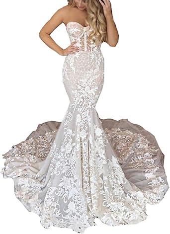 strapless backless wedding dress