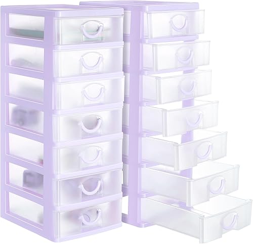Miniatura 8 de Thyle 2 Piezas Organizador de Cajones de Plástico Mini Organizador Apilable Caja de Almacenamiento de Cajón de Plástico Transparente Contenedores