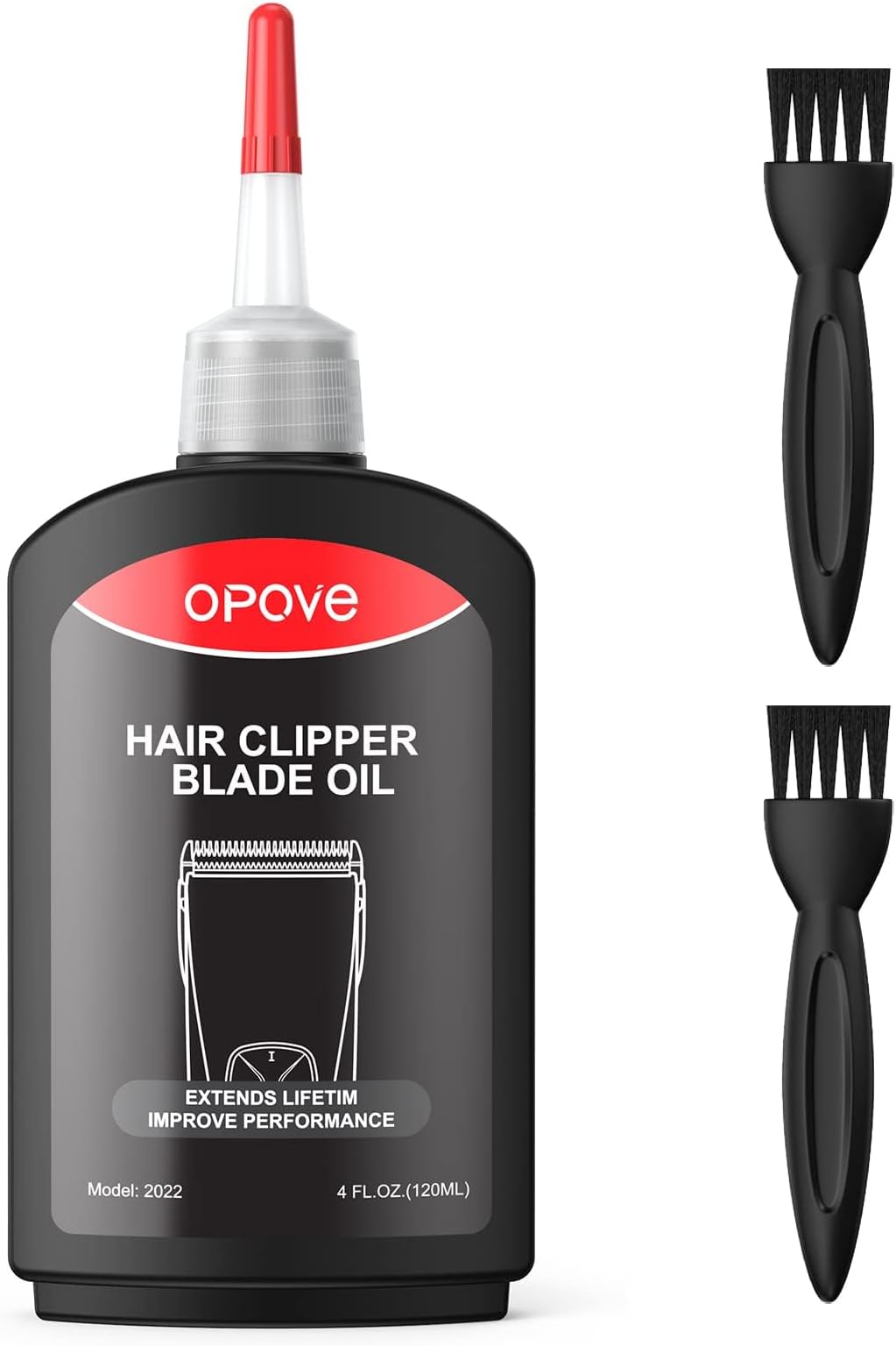 Opove Premium Hair Clipper Blade Lubricating Oil for Clippers, Trimmers, Groomers, Rust Prevention, 4.05oz/120ml, 1 Pack with Clean Brushes