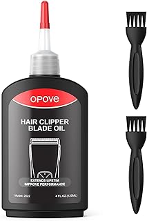 opove Premium Hair Clipper Blade Lubricating Oil for Clippers, Trimmers, Groomers, Rust Prevention, 4.05oz/120ml, 1 Pack with Clean Brushes