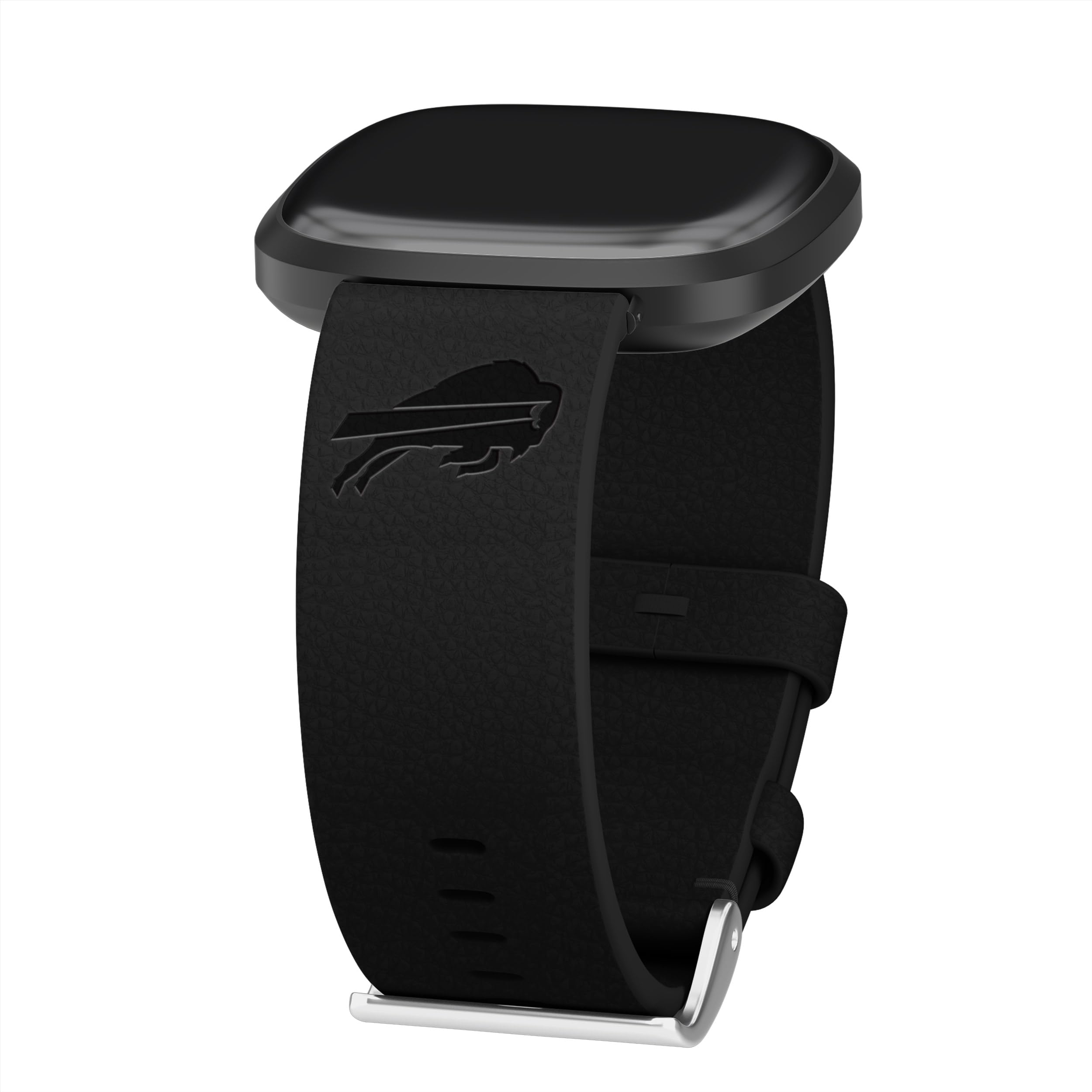 Game Time Buffalo Bills Premium Leather Watch Band Compatible with Fitbit Versa 3 & Sense (20mm Long Black)