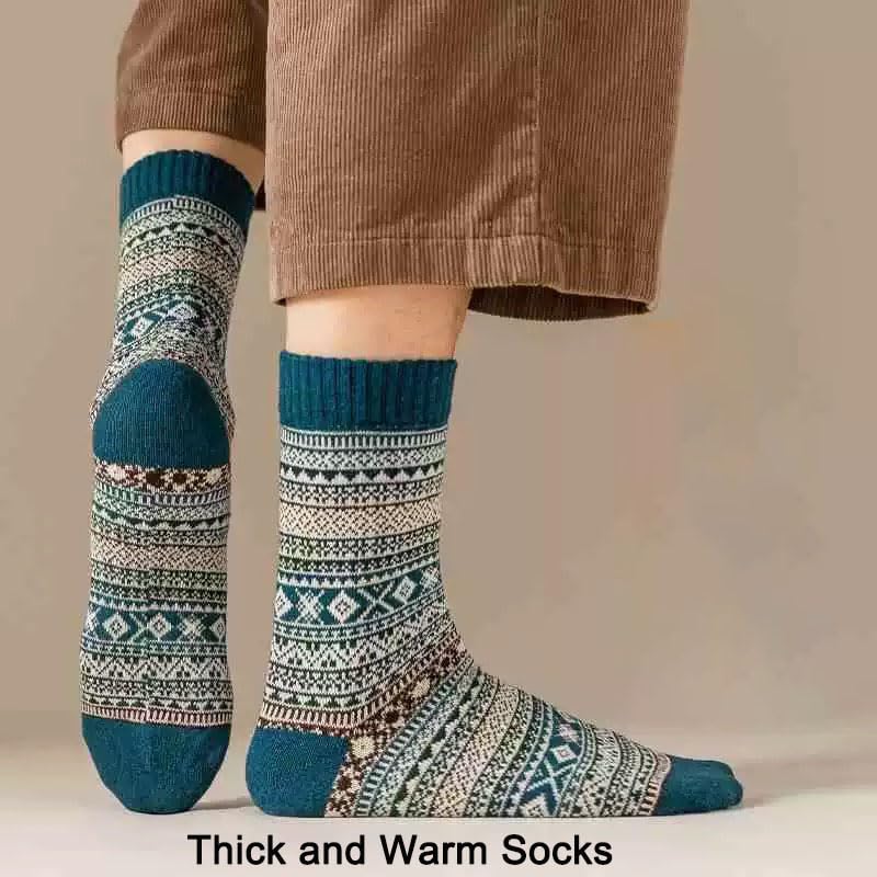 5 Pairs mens Wool Socks Winter Soft Cozy Crew Socks Thick Warm Wool Knit Boots Socks for men4