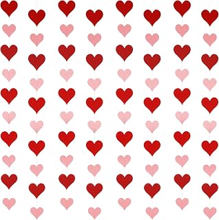 8Pcs Red and Pink Valentines Day Heart Garland Valentine's Day Hanging String Heart Garland Decorations for Happy Valentine's Day Party Decorations