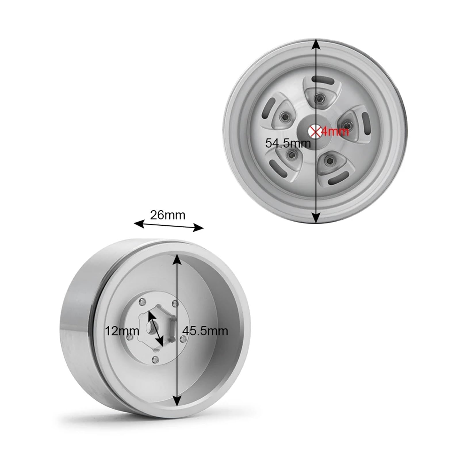 Accessoires RC pour Axial pour SCX10 90046 CC01 D90 pour TRX4 F350 pour TRX6 1/10 4 Pièces 1.9 Pouces Jantes À Billes Jantes De Voiture sur Chenilles RC Moyeux