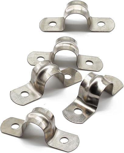 50 PCS M14 0.55 pulgadas dos agujeros U tubo abrazadera de correa, abrazadera de tubo de acero inoxidable U abrazadera de tubo