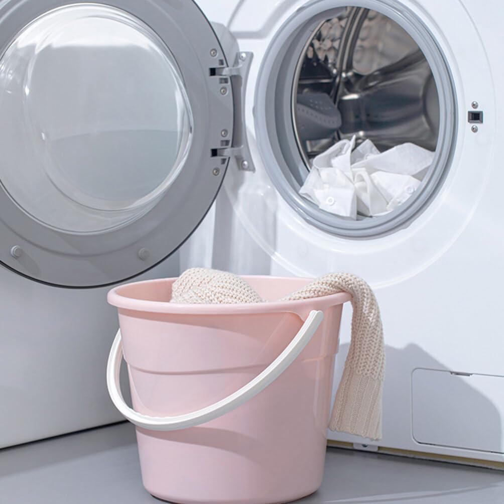 Amosfun Plastic Water Bucket Plastic Bucket with Handle Round Water Bucket Bath Bucket Water Container for Camping Travel Beach Summer Party Accessory Pink Buckets for Cleaning