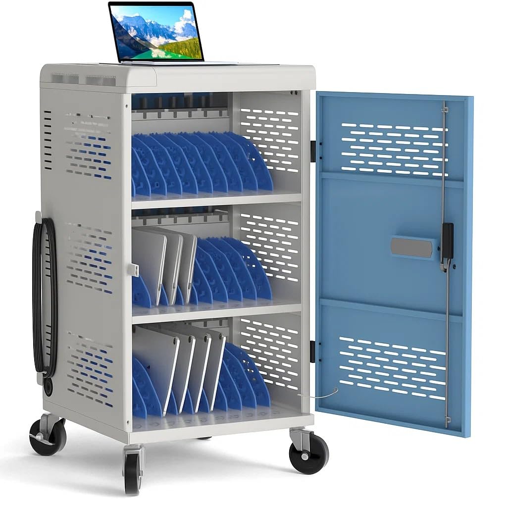 Encased Assembled 30-Unit Charging Cart for 14" Laptops