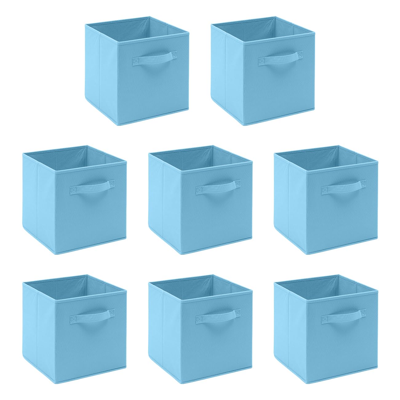 BonChoice Foldable Storage Cubes Boxes with Handle for Home Organization, Fabric Wardrobe Storage Box Organizer Basket Bins for Clothes Toys Towels, Collapsible&Durable (8, Blue)