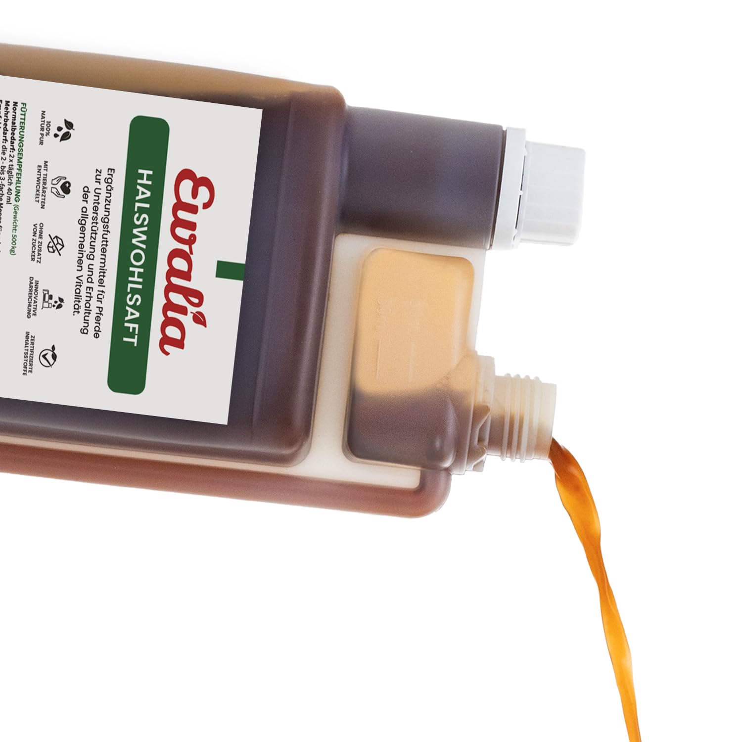 NEU! EWALIA Halswohlsaft - Beruhigendes Ergänzungsfuttermittel für Pferde, Förderung des allgemeinen Wohlbefindens, Natürliche Kräuterformel für Vitalität - mit Tierärzten entwickelt, 2x1 Liter