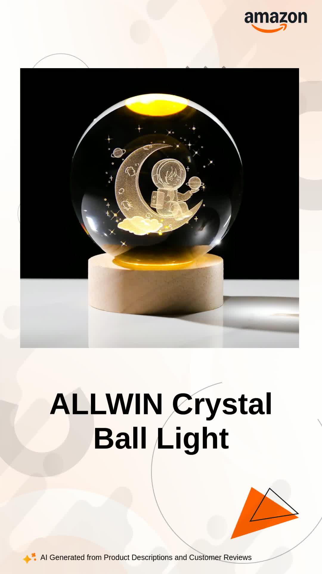 Buy ALLWIN HOUSEWARE W 3D Moon Astronaut Crystal Ball Night Light