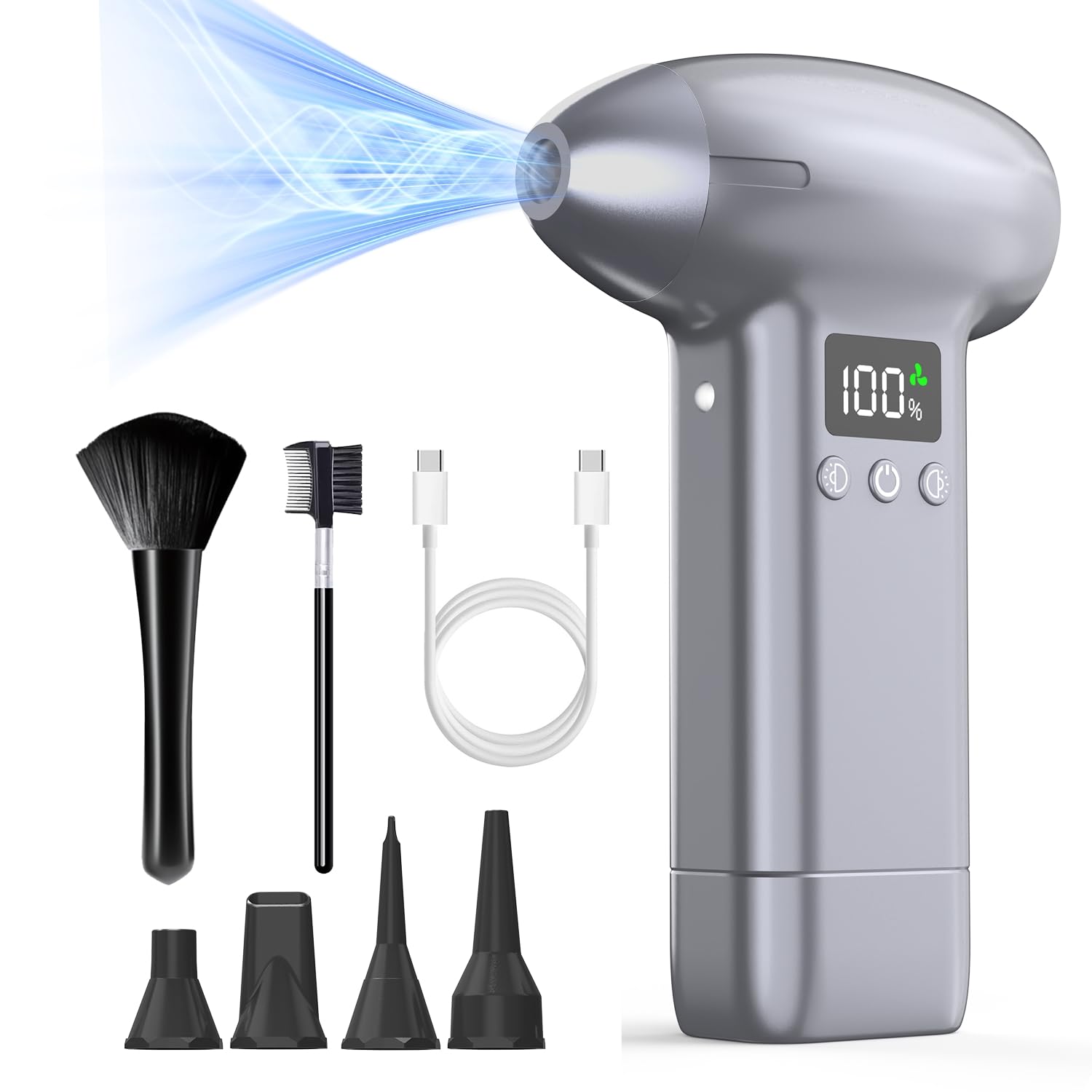 Compressed Air Duster Ultra-Powerful Cordless Electric Air Duster with Rechargeable Battery, 3-Gear Adjustable Air Blower for Keyboard, Computer, Car, Home Cleaning-image-38