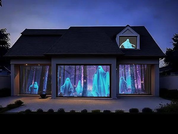 RODASS Holographic Rear Projection Screen: Foldable and Portable Anti Crease Indoor Projection Screen for Projecting Halloween Videos and Film Night (100Inch)