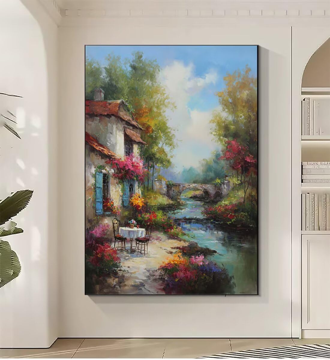 Landschaft Abstrakt Malen Nach Zahlen Erwachsene, Paint by Numbers Adult Set, Heimwerk Malen Nach Zahlen Kinder Mit Rahmen, Pinsel und 36 Acrylfarbe für Deko Wohnzimmer Geschenke 60 x 80 cm BJHDK609