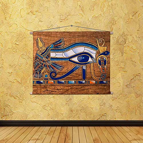 Image of ArtzFolio Egyptian Papyrus Depicting The Horus Eye Velvet Fabric Painting Tapestry Scroll Art Hanging 24inch x 18inch (60.9cms x 45.7cms)