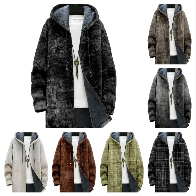 Long Hooded Retro Vintage Cardigan for Men Full Zip Up Oversized Hoodie Coat Jackets Outfits with Pockets4