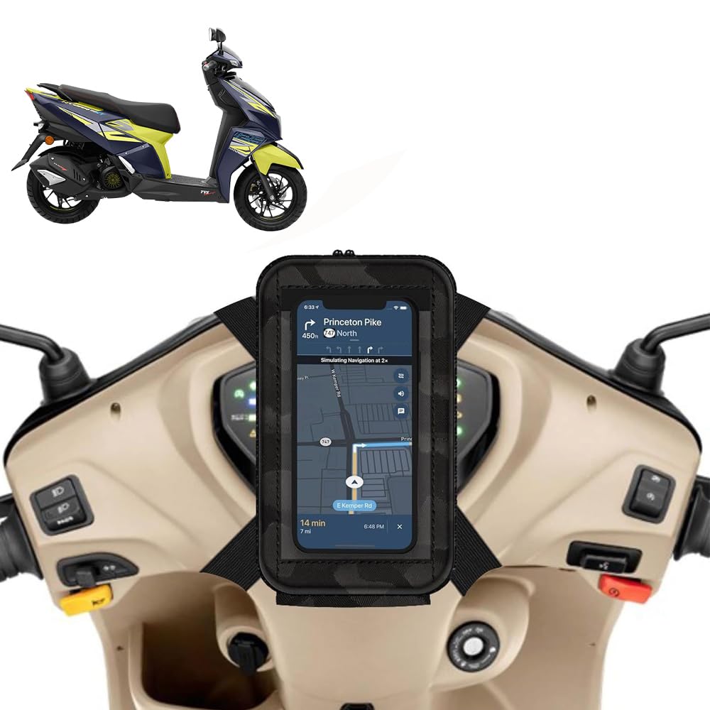 Universal Mobile Holder/Stand/Mount Pouch for Scooters Scooty for Ntorq 125 (Black-image-47