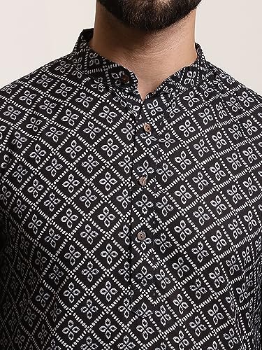Image of SOJANYA (Since 1958 Men's Cotton Print Kurta & Churidar Pyjama Set
