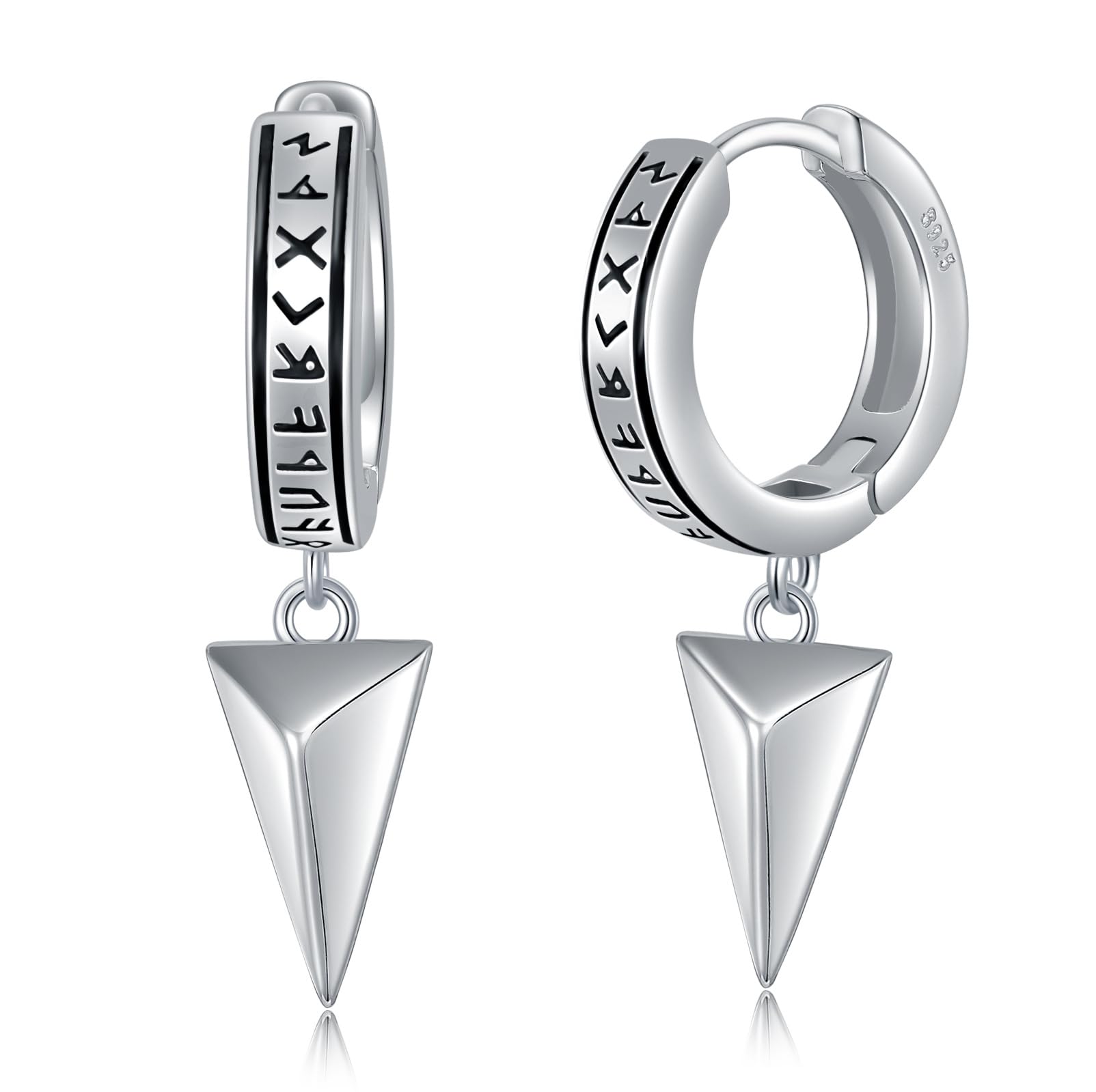 Pendientes vikingos ROMANTICWORK de plata de ley 925 para hombre 7