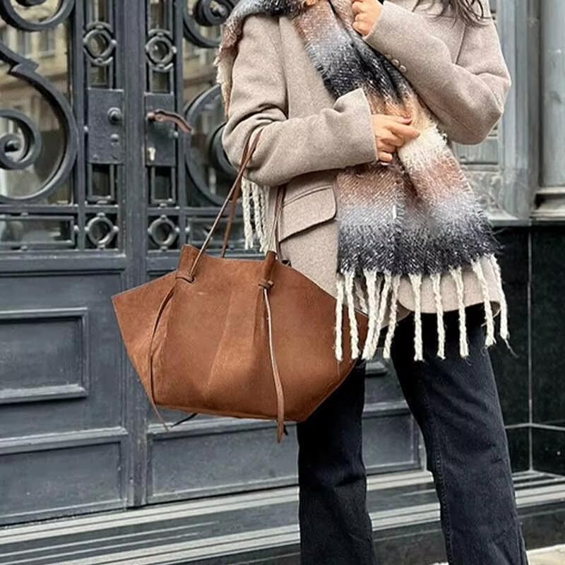Bolso Tote de gamuza sintética vintage para mujer miniatura 2