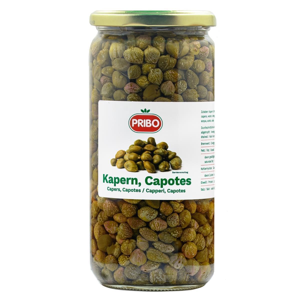 PRIBO KAPERN CAPOTES - 4x 500g - größere Kapern eingelegt in Salz im Glas Capres Capperi von PRIBO, mild-würzig passend zu Königsberger-Klopse Vitello-Tonnato Rinder-Tatar Salate
