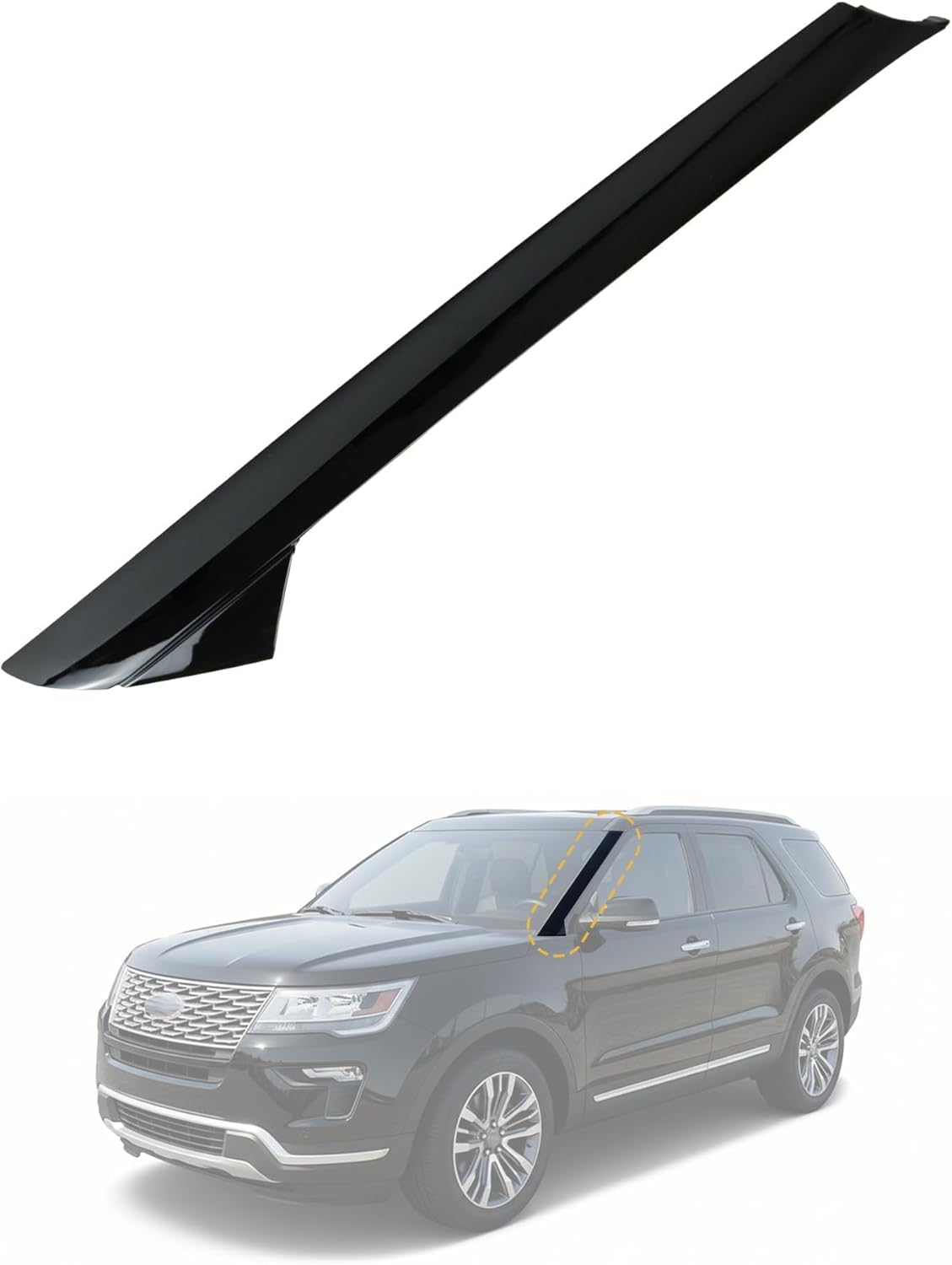 Flecto Outer Windshield A-Pillar Trim Molding Front Left Driver Side Compatible with Ford Explorer 2011-2019, Replaces BB5Z-7803136-AA BB5Z-7803145-AA