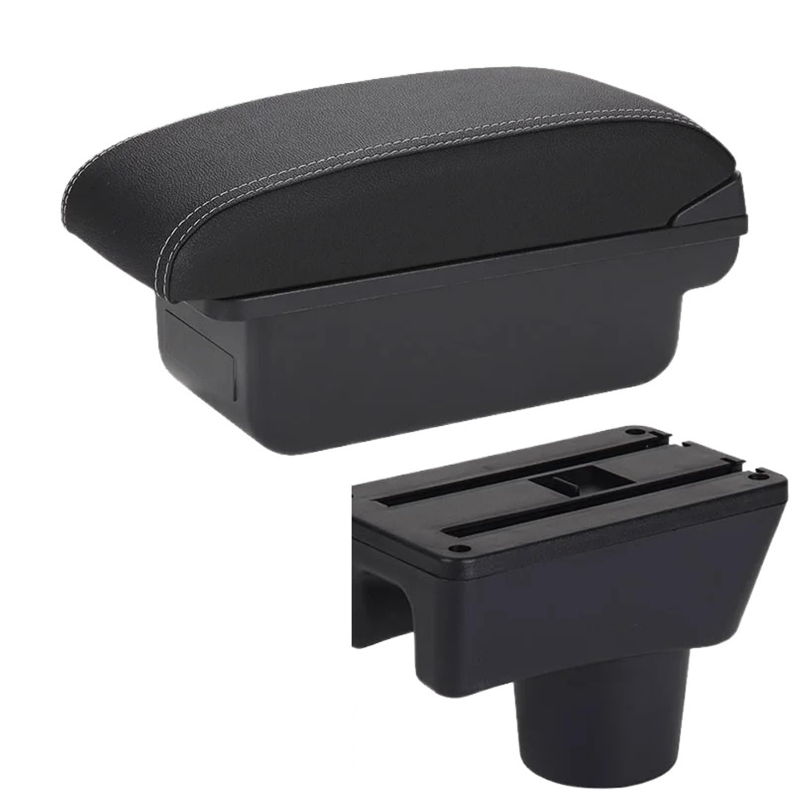 NOKRGQW Car Armrest Box For Dodge Attitude For Mitsubishi For Space For Star Attrage For Mirage Car Armrest Storage Box Accessories(C3 Black white NOUSB)