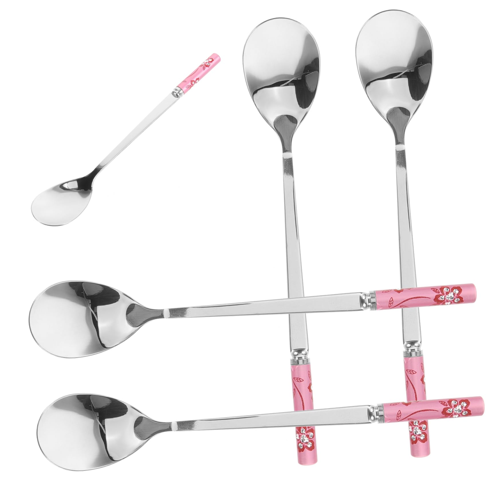TOYANDONA 5 Ensembles Cuillère À Restauration Portable Petit Agitateurs Cuillères À Mélanger Pour Bar À Café Expresso Forme Scoop De Dessert Cuillère En Acier Inoxydable Rose 5 Pièces * 5