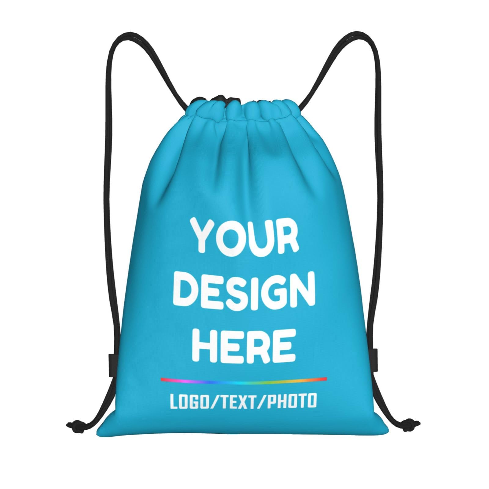 Tingwei Personalised Drawstring Bag Custom Backpack Text, Sport Bag for Men and Women, Waterproof Drawstring Bag, Swimming Bag, perfect for Training, Outdoor Fitness
