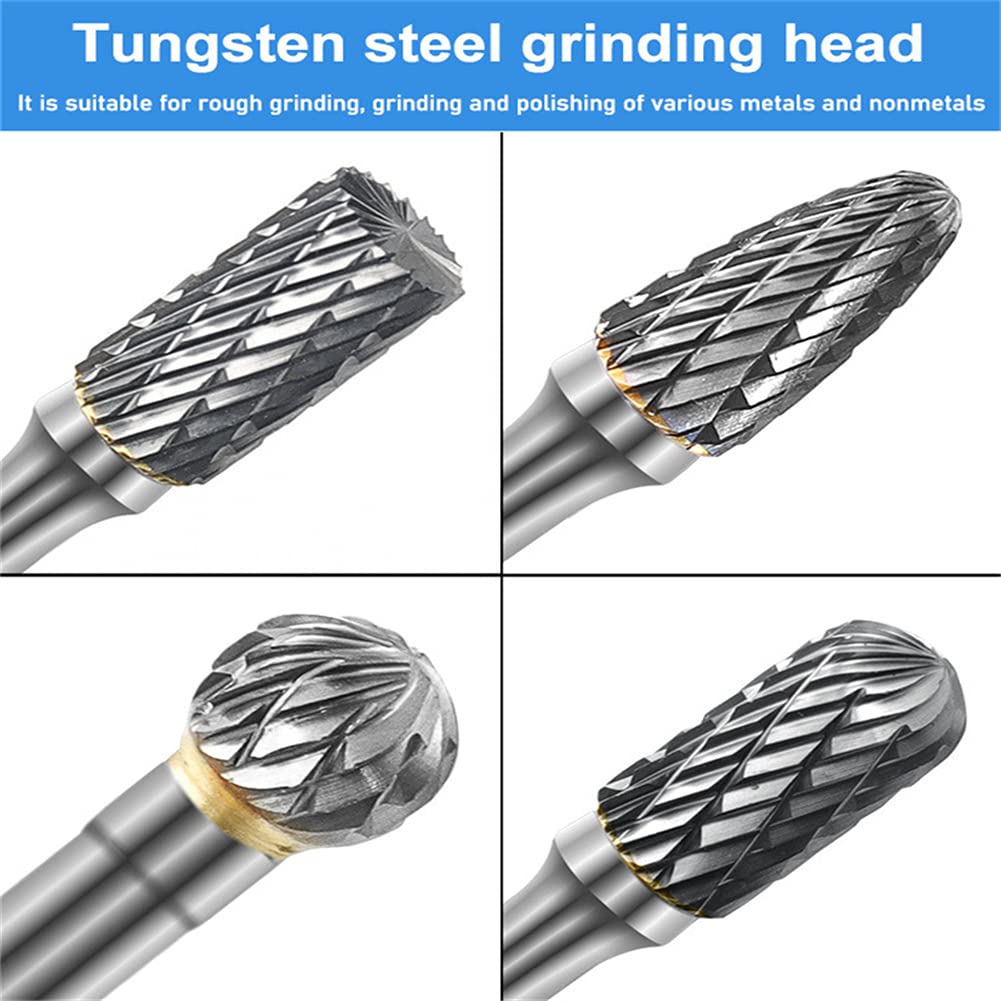 Hartmetall FräSstifte Set, 8 Stück Metall FräSer Wolframcarbid HartmetallfräSer Mit 1/4" (6mm) Schaft, Doppelschnitt MetallfräSer FräSbohrer RotationsfräSer Raspel FüR Metallpolieren, Gravieren