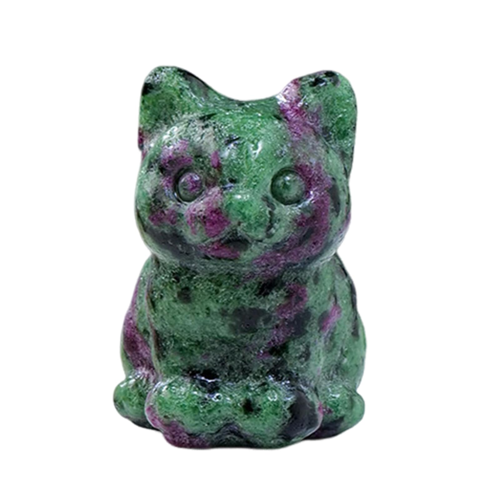 Bigougem Cute Room Decor Faux Crystal Cat Statue Adorable Appearance Rich Color Mini Size Lucky Cat Figurine Desktop Ornament Figurine Handicraft E