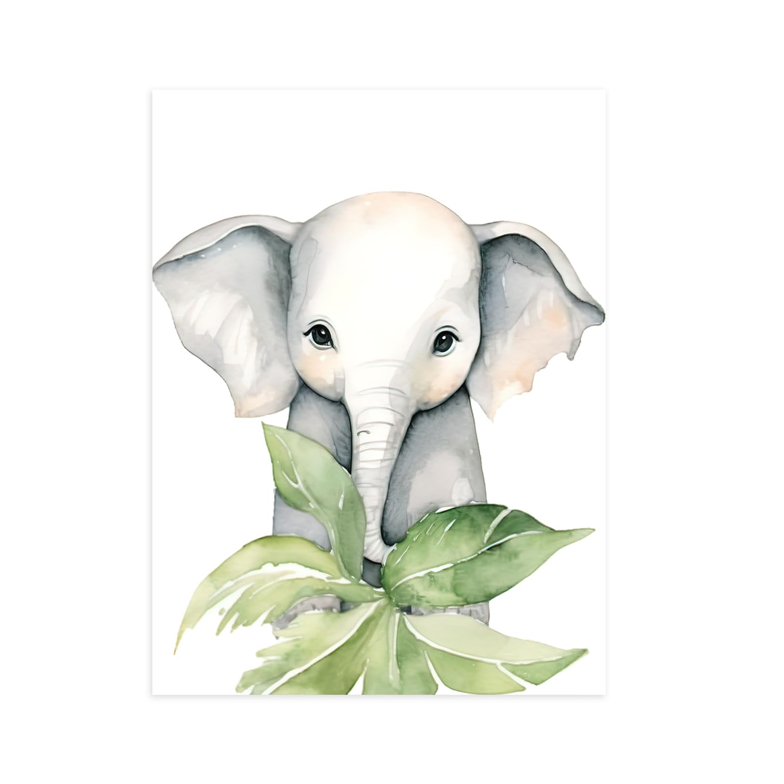 CCWACPP Baby Watercolor Animals Wall Art Elephant Picture Woodland Safari Animal Posters Nursery Animal Canvas Prints for Kids Room Decor Unframed (30x45cm)